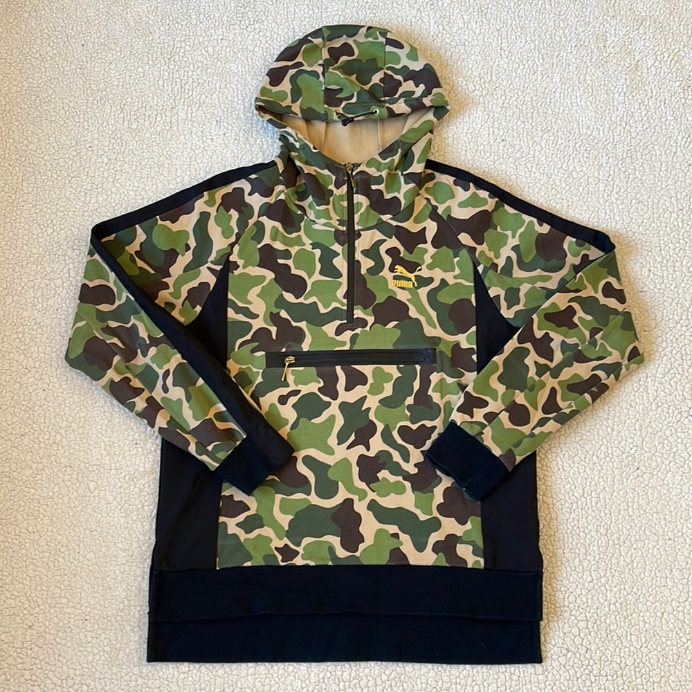 Puma Duck Camo half zip kangaroo hoodie